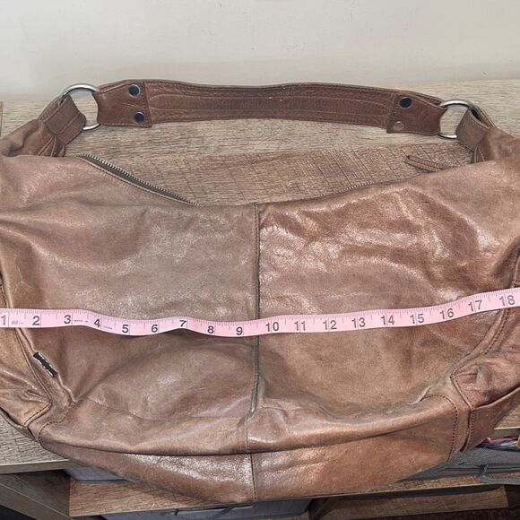 Tano Womens Distressed Studded One Strap Leather Hobo Handbag Brown OS - Picture 8 of 8